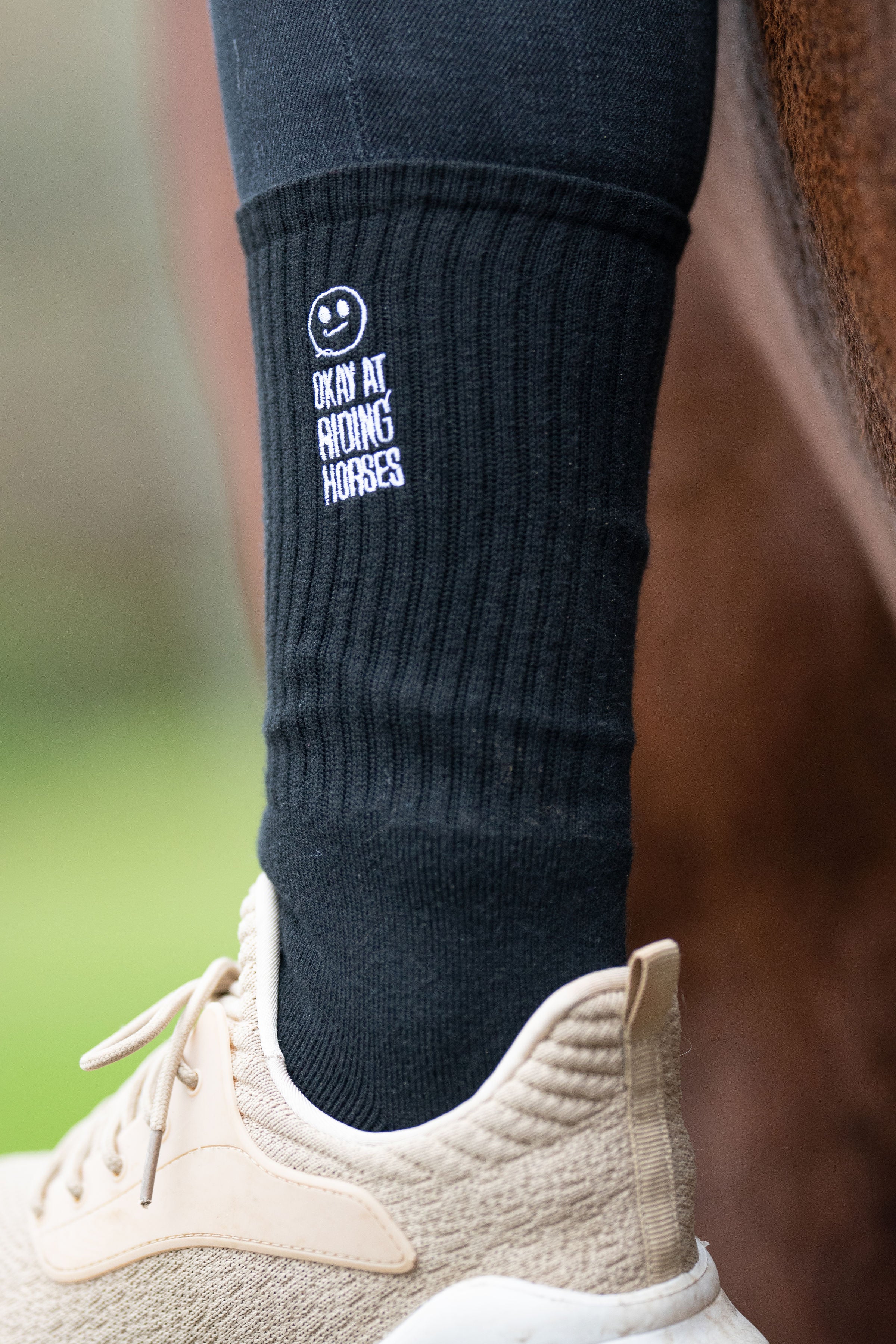 Okay At Horses Crew Socks