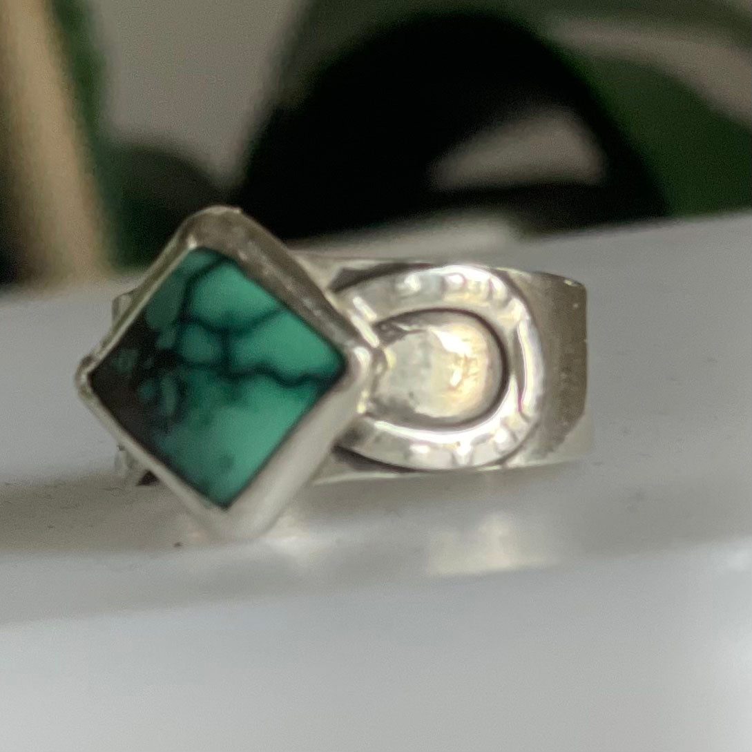 Chunky Turquoise Horse Shoe Ring