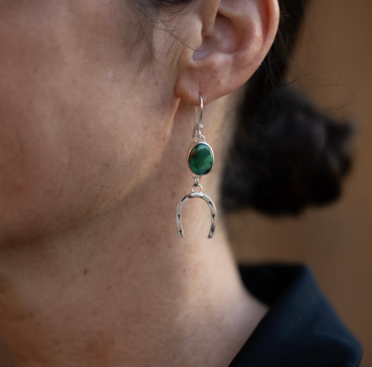 Stone Horseshoe Earring
